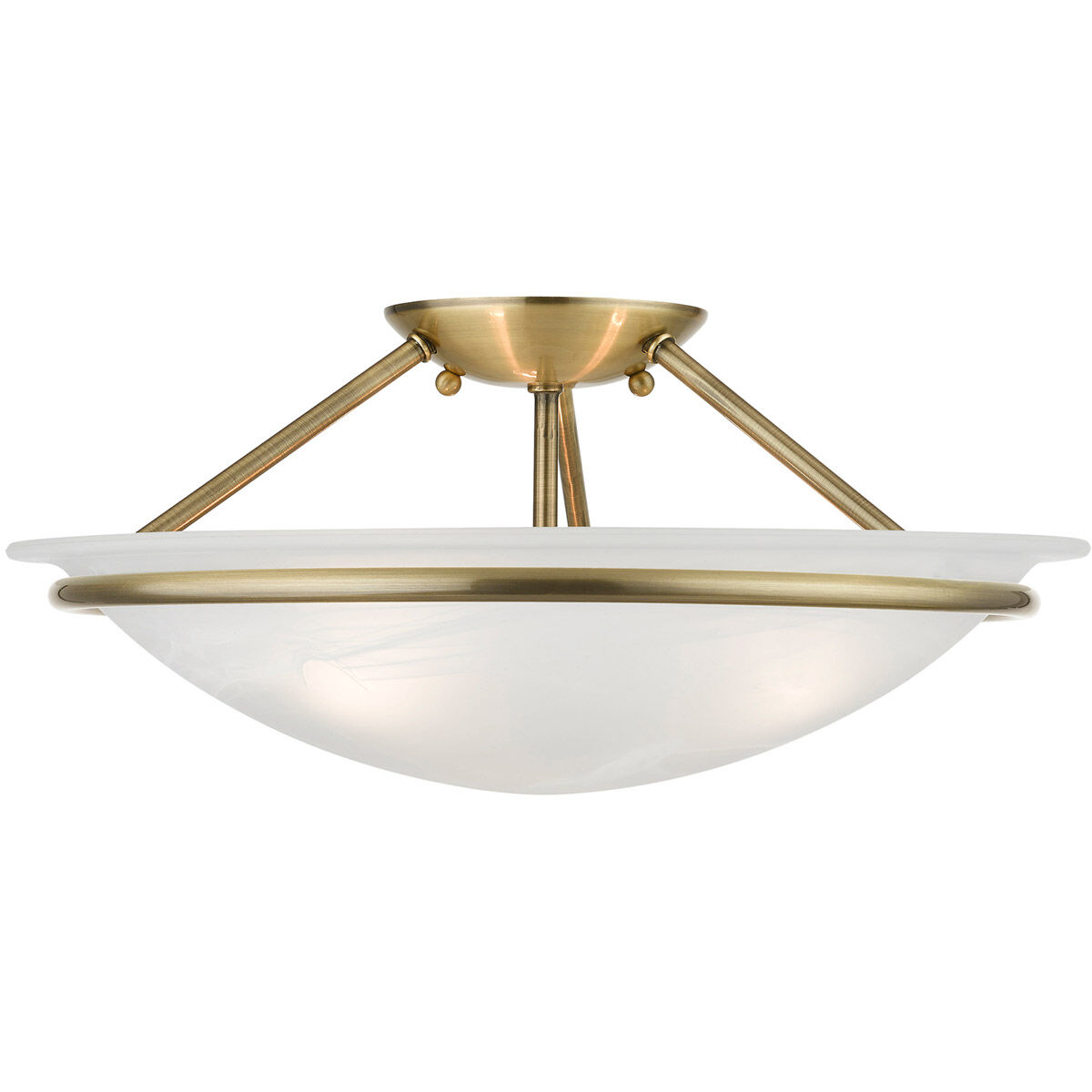Newburgh 3 Light 16 inch Antique Brass Semi-Flush Ceiling Light