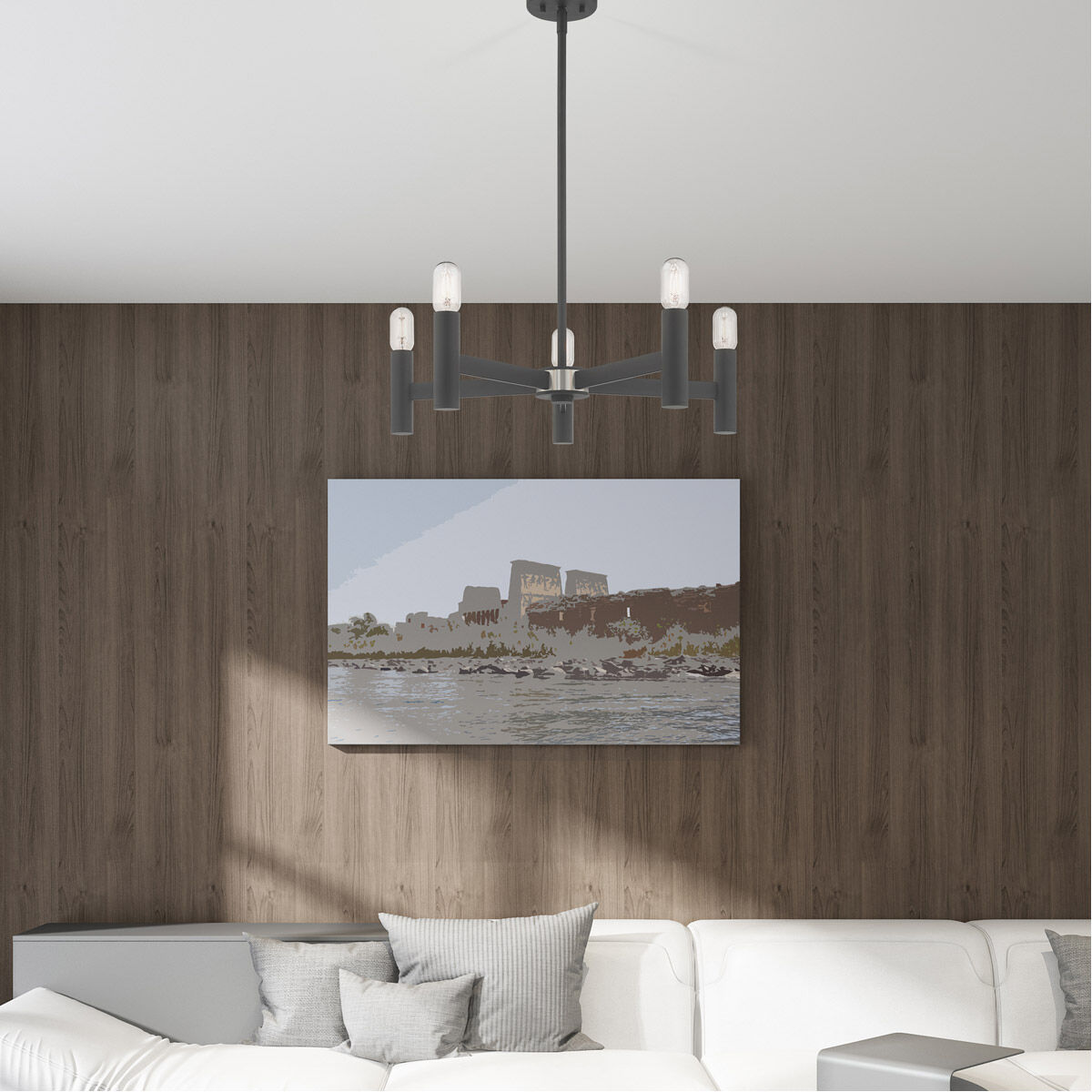 Copenhagen 5 Light 25 inch Scandinavian Gray Chandelier Ceiling Light
