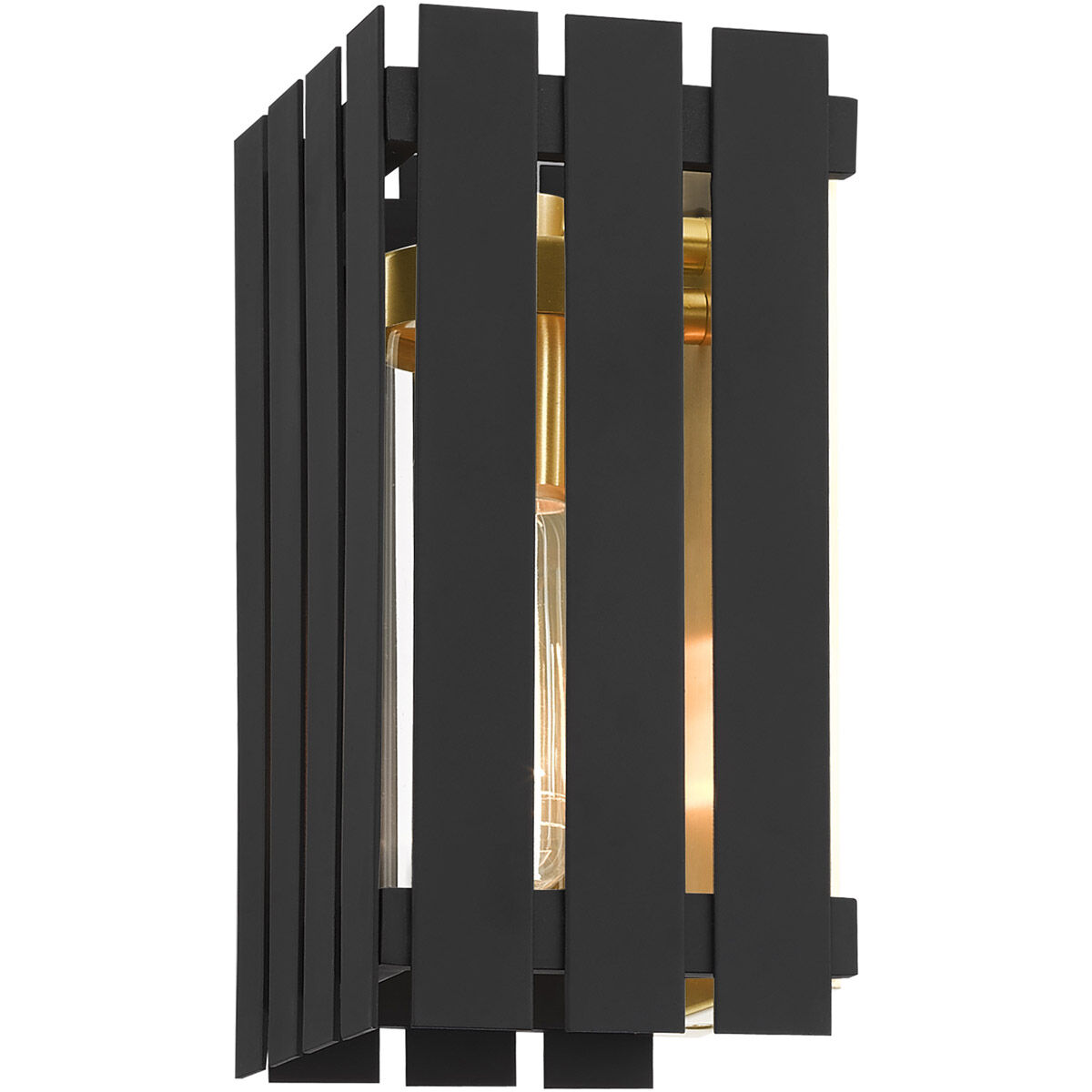 Greenwich 1 Light 10 inch Black with Satin Brass Accents Outdoor Wall Lantern