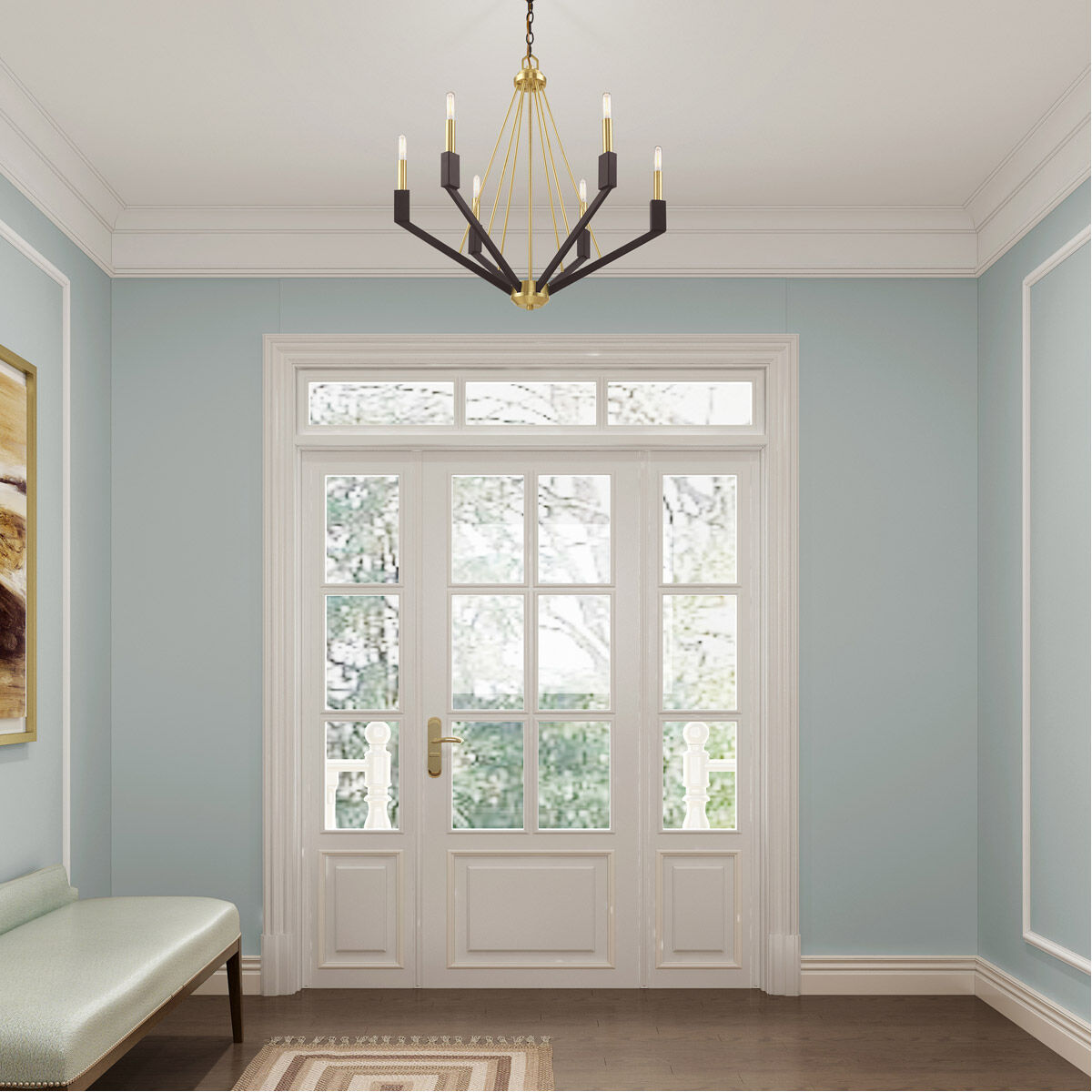 Beckett 6 Light 26 inch Satin Brass & Bronze Chandelier Ceiling Light