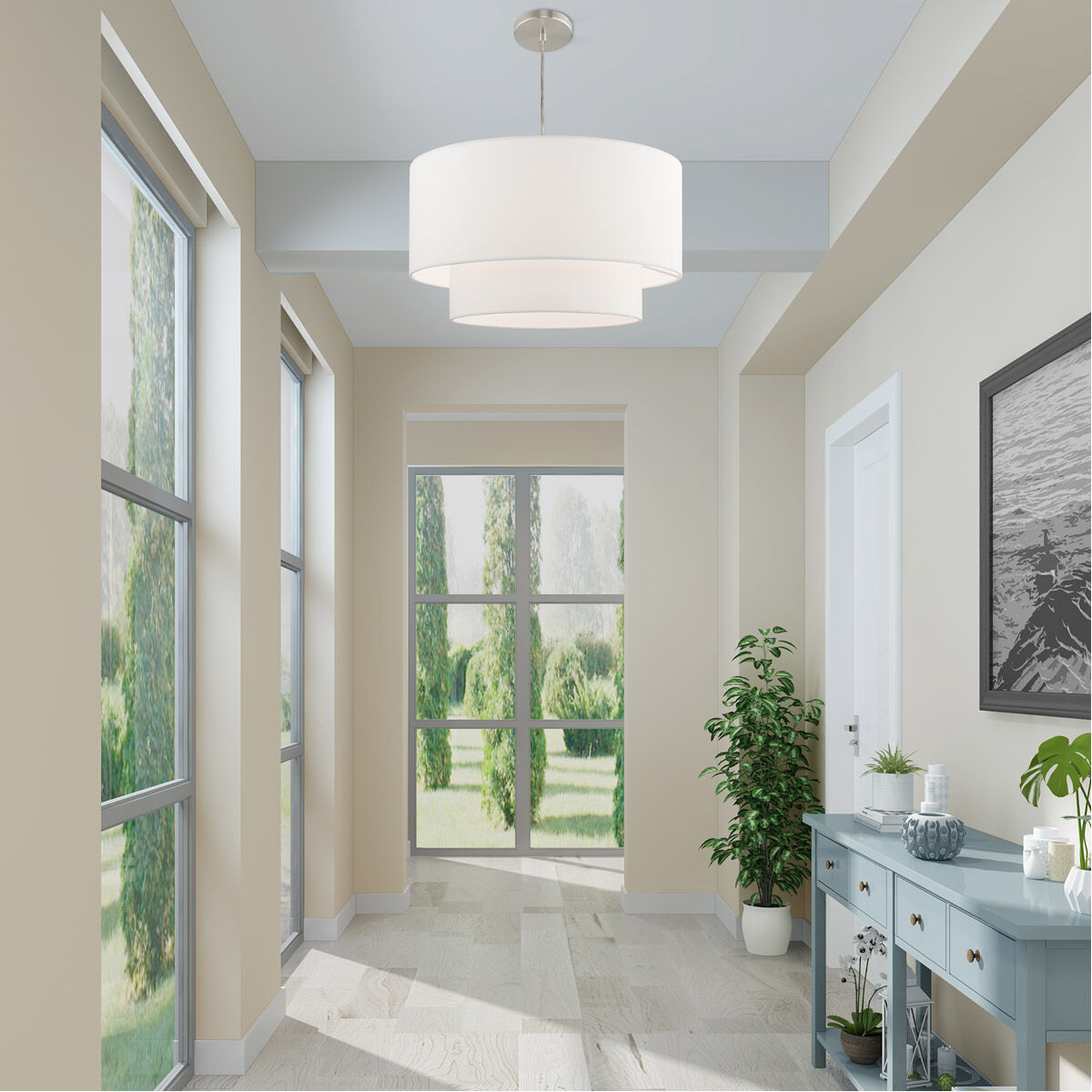 Clark 1 Light 20 inch Brushed Nickel Pendant Chandelier Ceiling Light