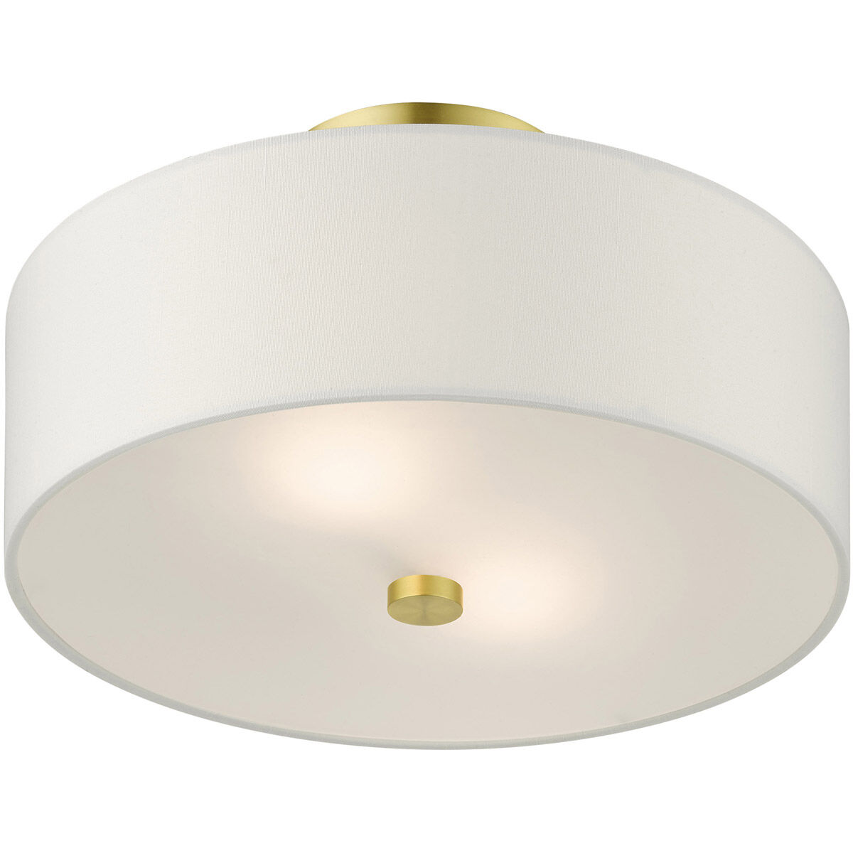 Meridian 2 Light 13 inch Satin Brass Semi Flush Ceiling Light
