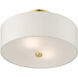 Meridian 2 Light 13 inch Satin Brass Semi Flush Ceiling Light