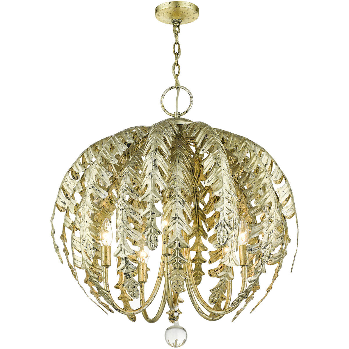 Acanthus 5 Light 26 inch Winter Gold Chandelier Ceiling Light