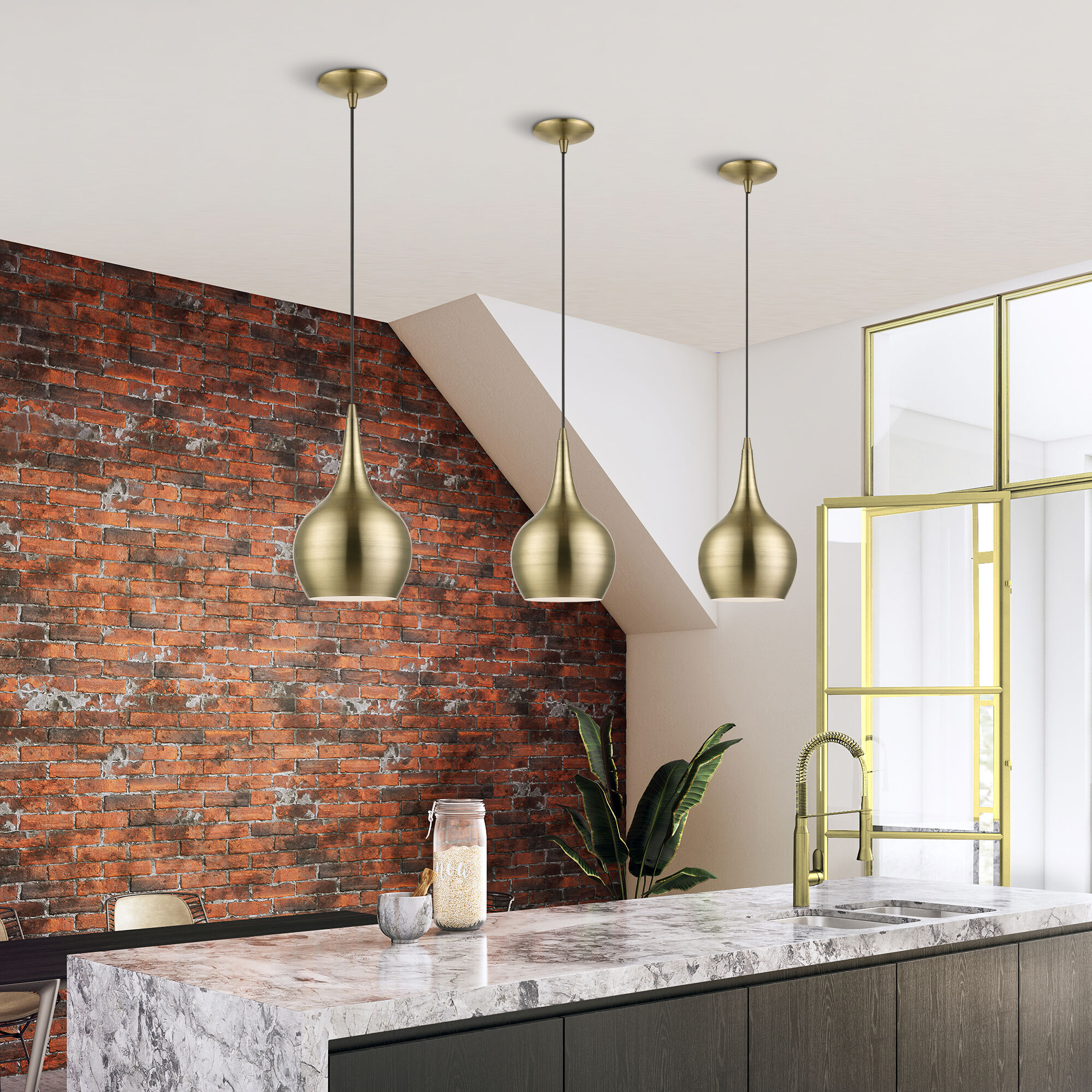 Andes 1 Light 8 inch Antique Brass Mini Pendant Ceiling Light