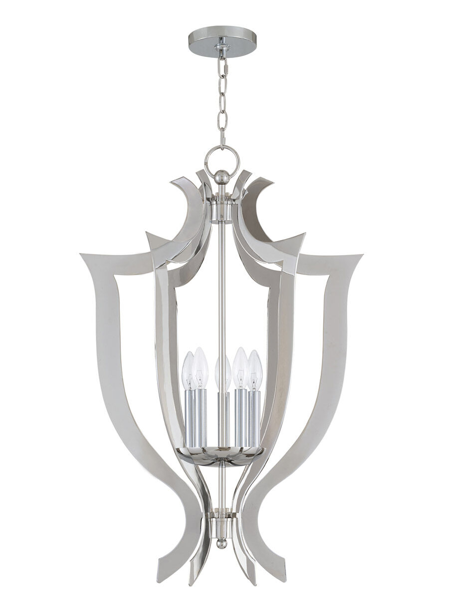 Aldrich 5 Light 21 inch Polished Chrome Lantern Chandelier Ceiling Light