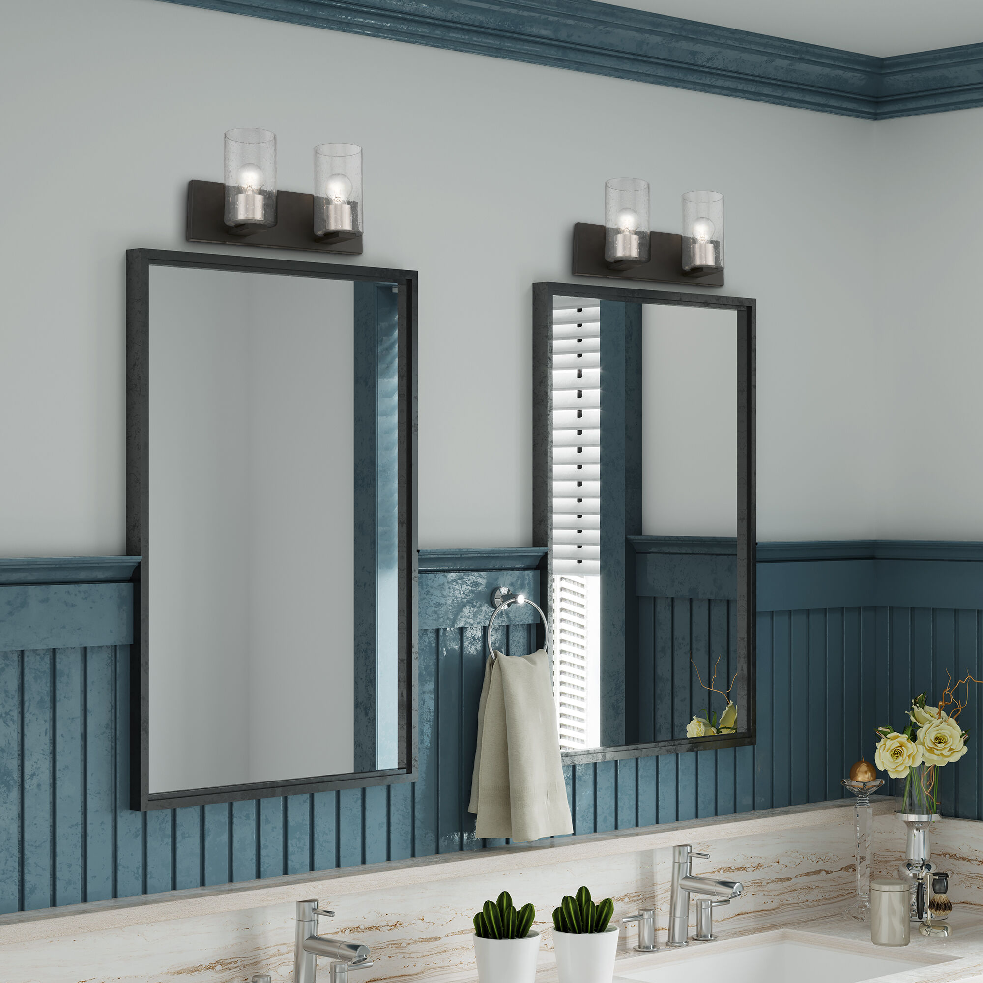 Zurich 2 Light 15 inch Black with Brushed Nickel Accents Vanity Sconce Wall Light