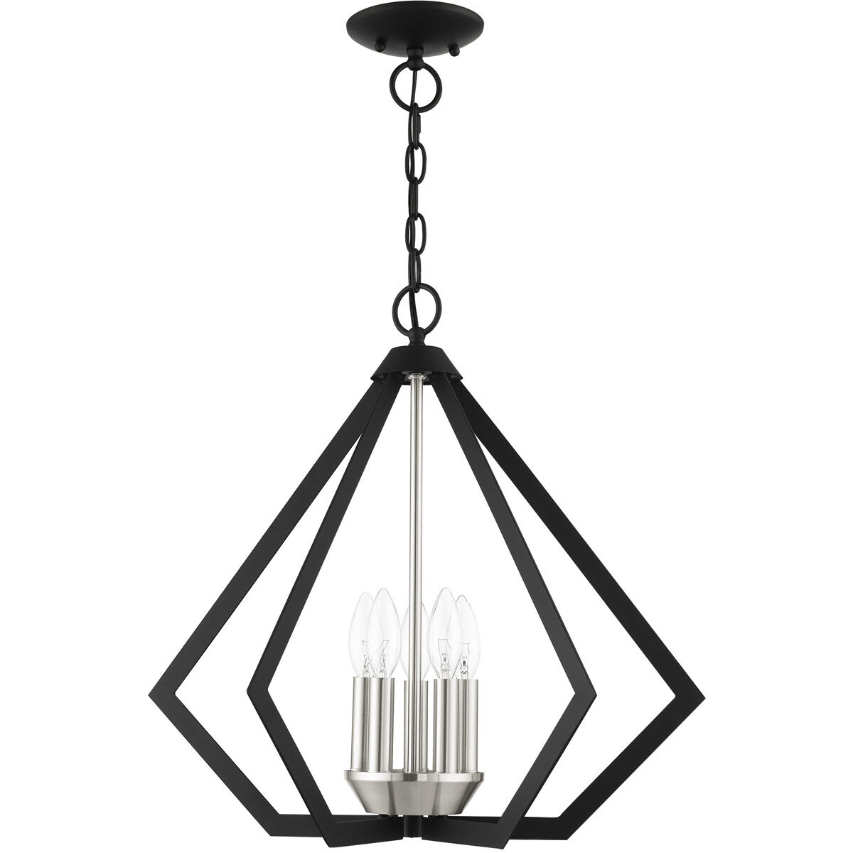 Prism 5 Light 20 inch Black with Brushed Nickel Cluster Chandelier Ceiling Light 