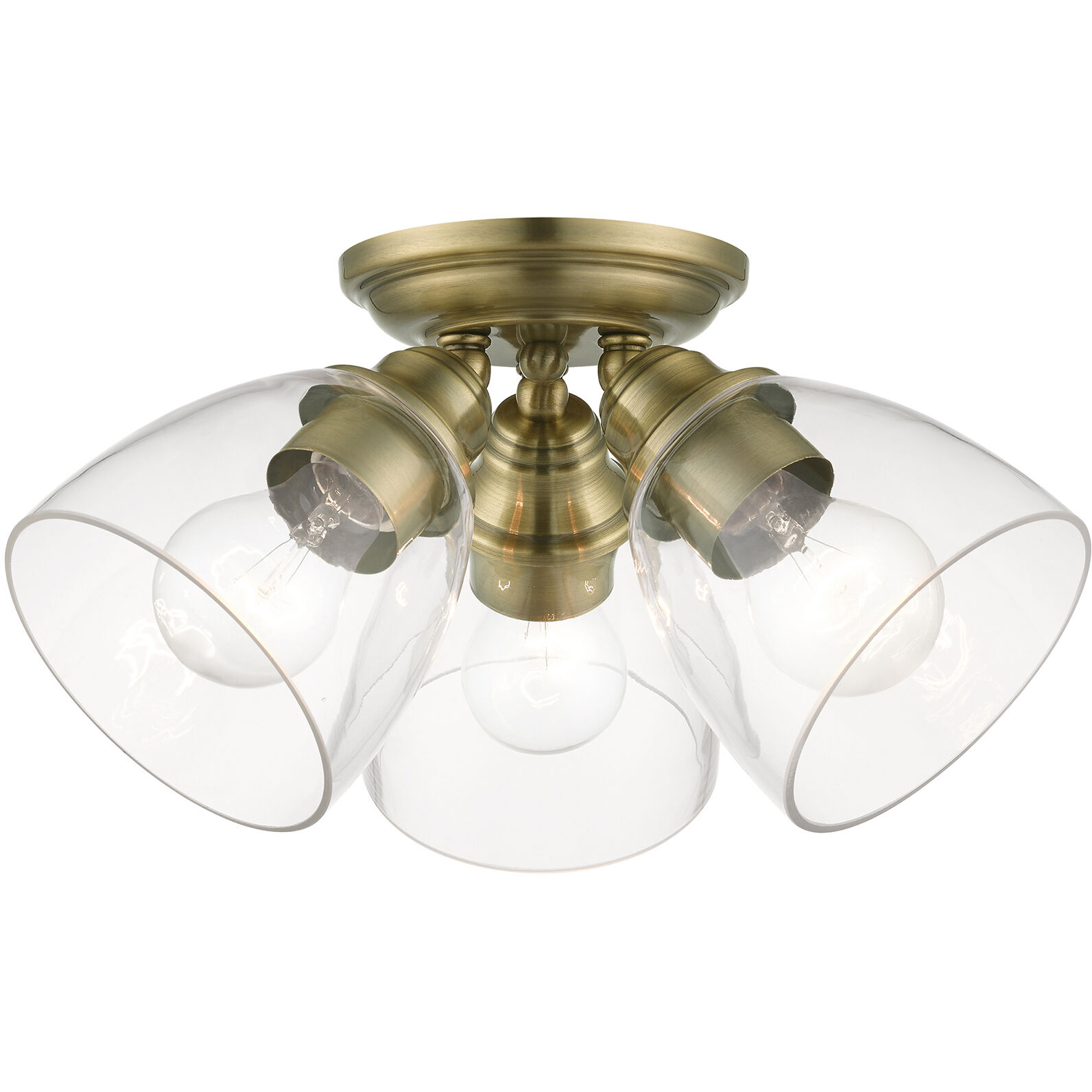 Montgomery 3 Light 14 inch Antique Brass Semi-Flush Ceiling Light