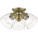 Montgomery 3 Light 14 inch Antique Brass Semi-Flush Ceiling Light