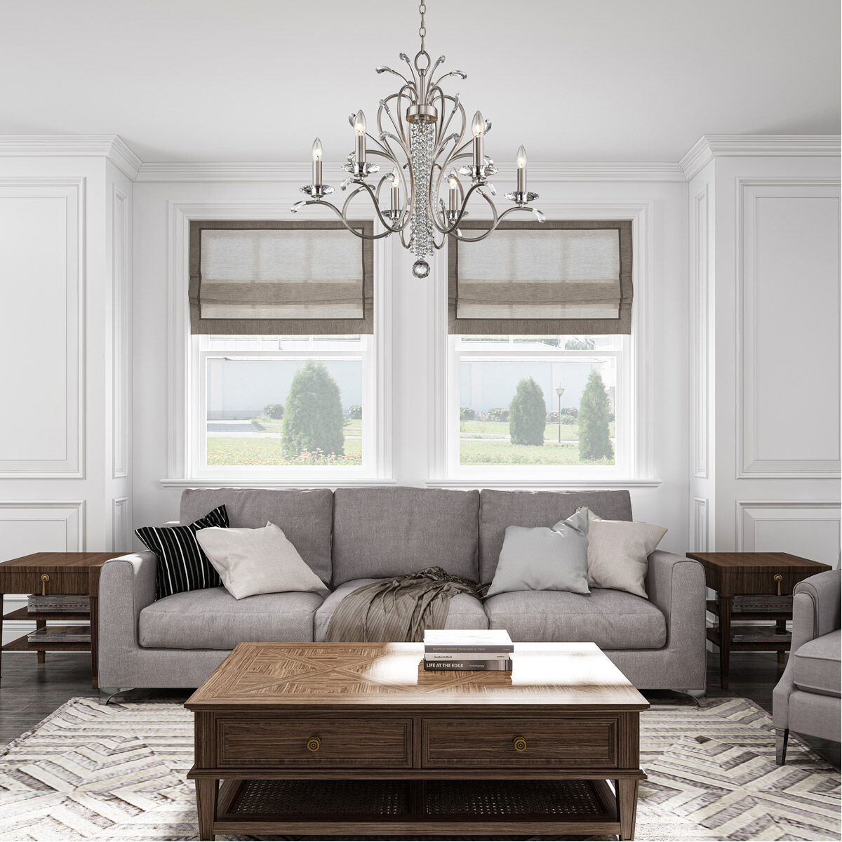 Serafina 6 Light 28 inch Brushed Nickel Chandelier Ceiling Light