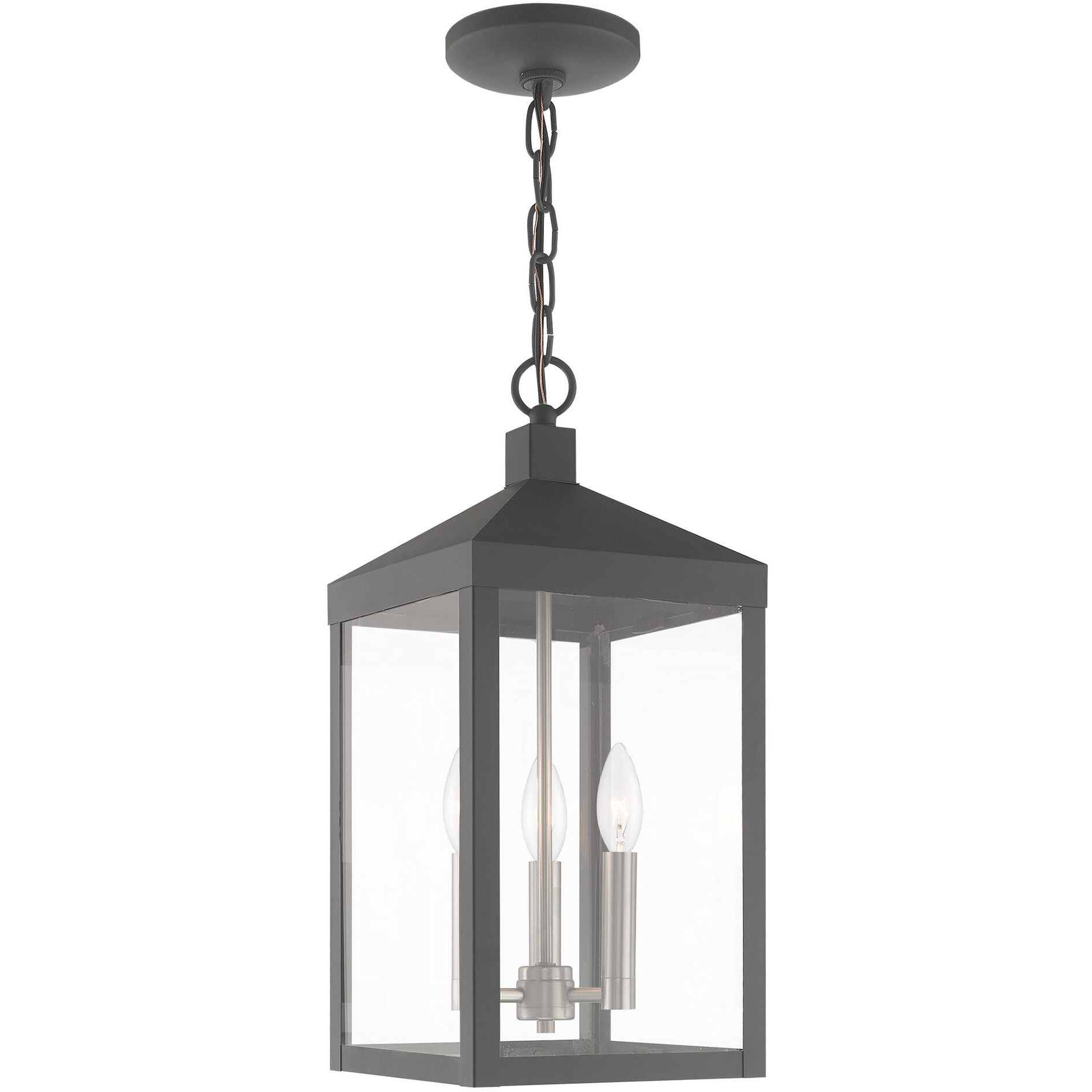 Nyack 3 Light 8.25 inch Scandinavian Gray Outdoor Pendant Lantern