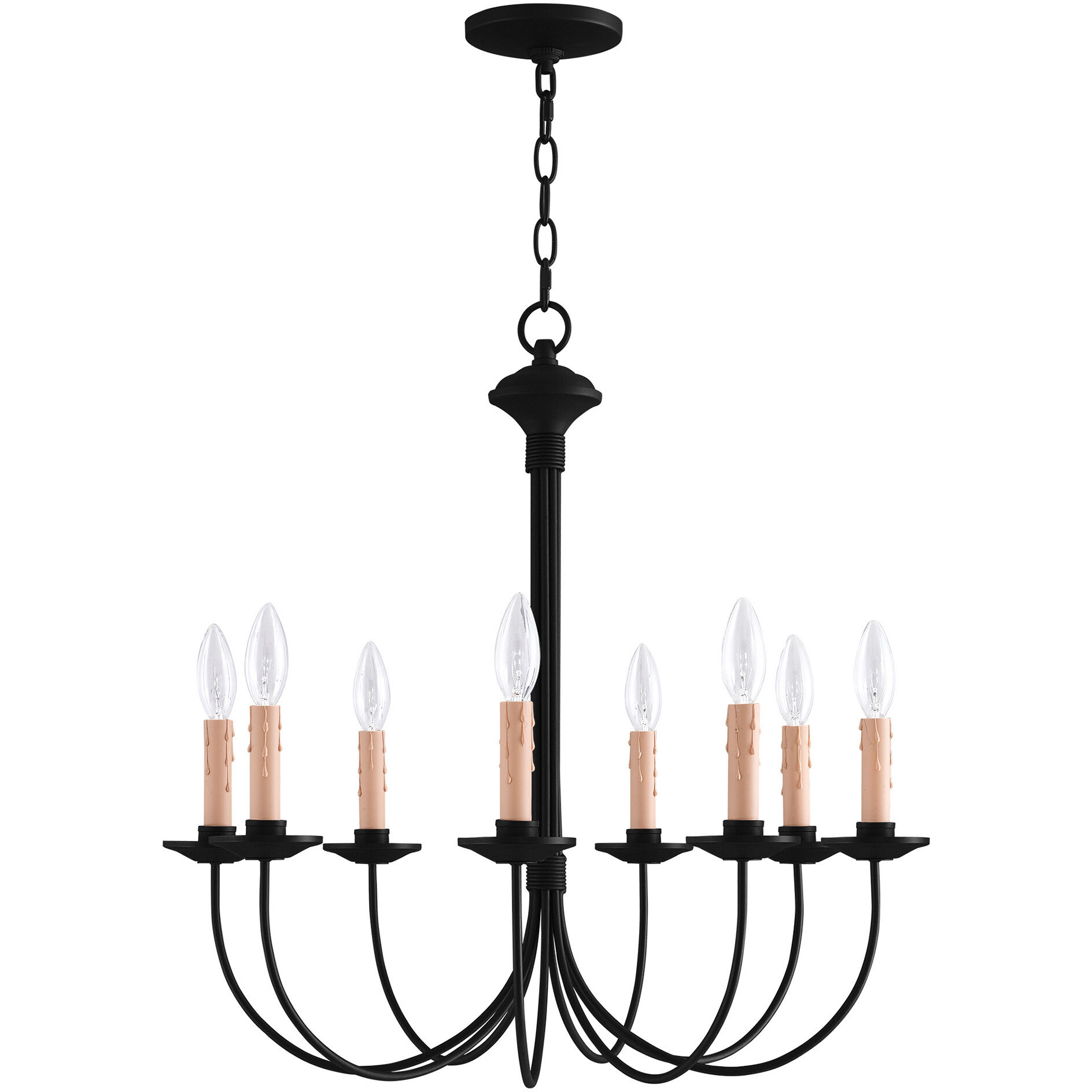 Heritage 8 Light 24 inch Black Chandelier Ceiling Light