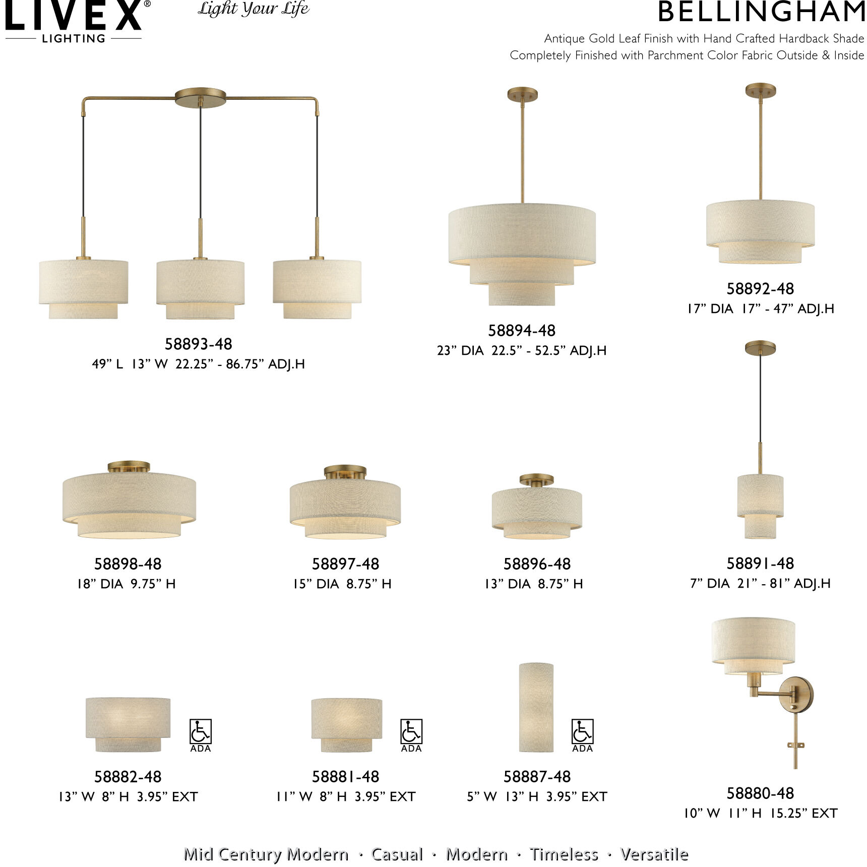 Livex Lighting 58894-48 Bellingham 4 Light 23 inch Antique Gold
