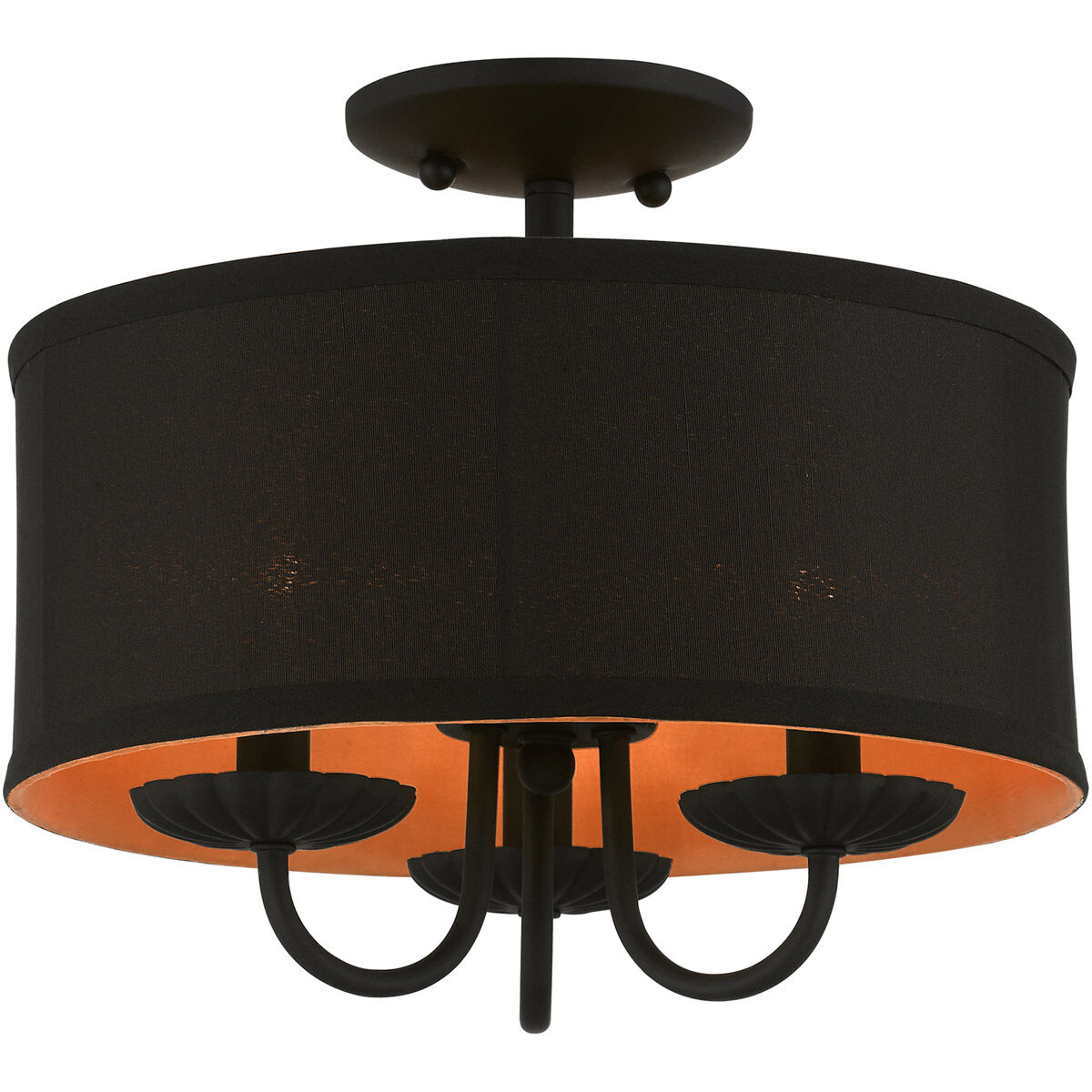 Winchester 3 Light 13 inch Black Semi-Flush Mount Ceiling Light