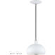 Domma 1 Light 8 inch White with Brushed Nickel Accents Mini Pendant Ceiling Light