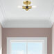 Copenhagen 3 Light 14 inch Satin Brass Semi-Flush Mount Ceiling Light