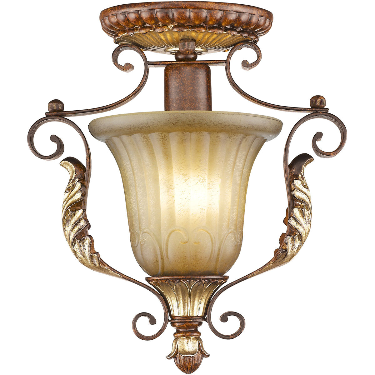 Villa Verona 1 Light 10.25 inch Verona Bronze with Aged Gold Leaf Accents Semi-Flush Mount Ceiling Light