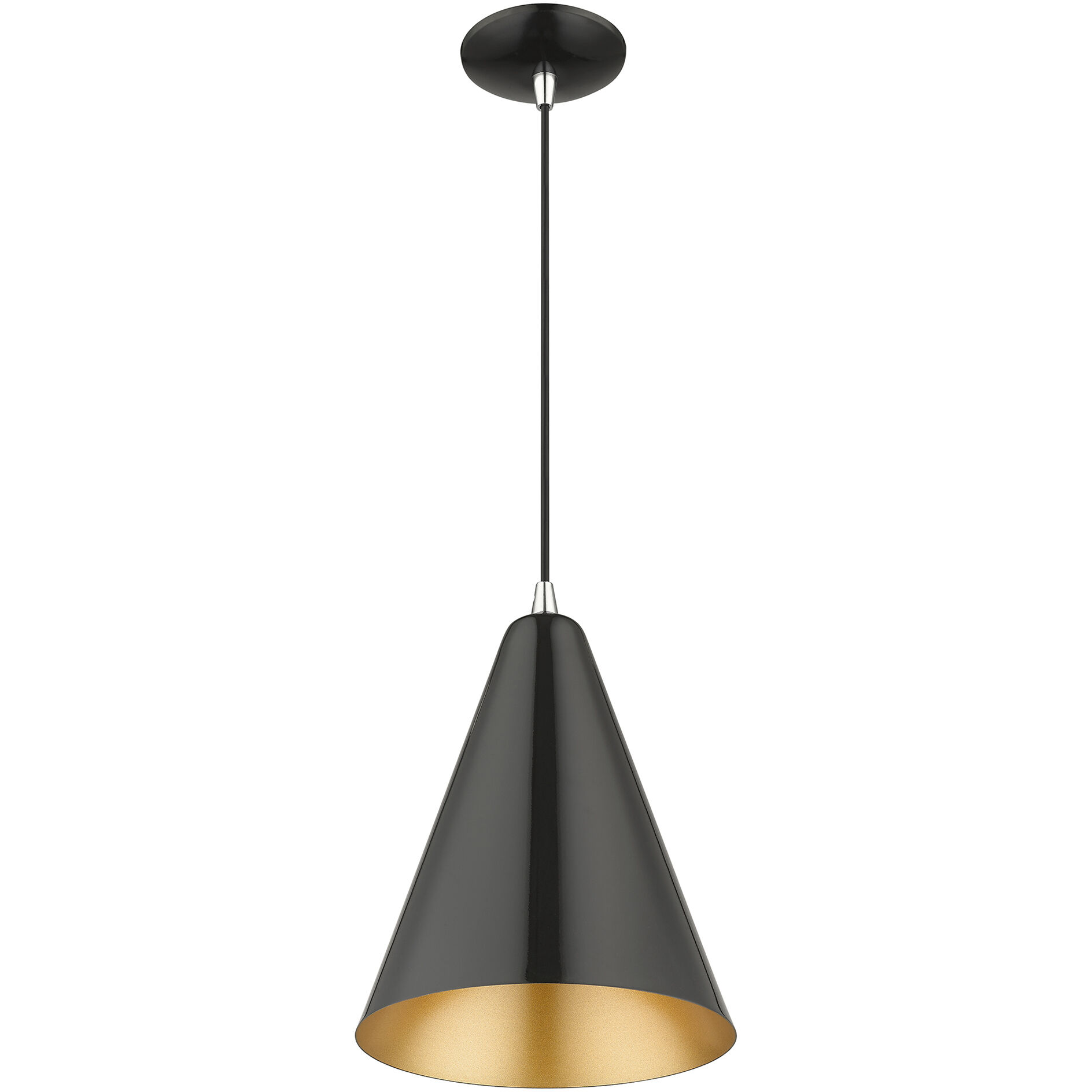 Dulce 1 Light 10 inch Shiny Black with Polished Chrome Accents Pendant Ceiling Light