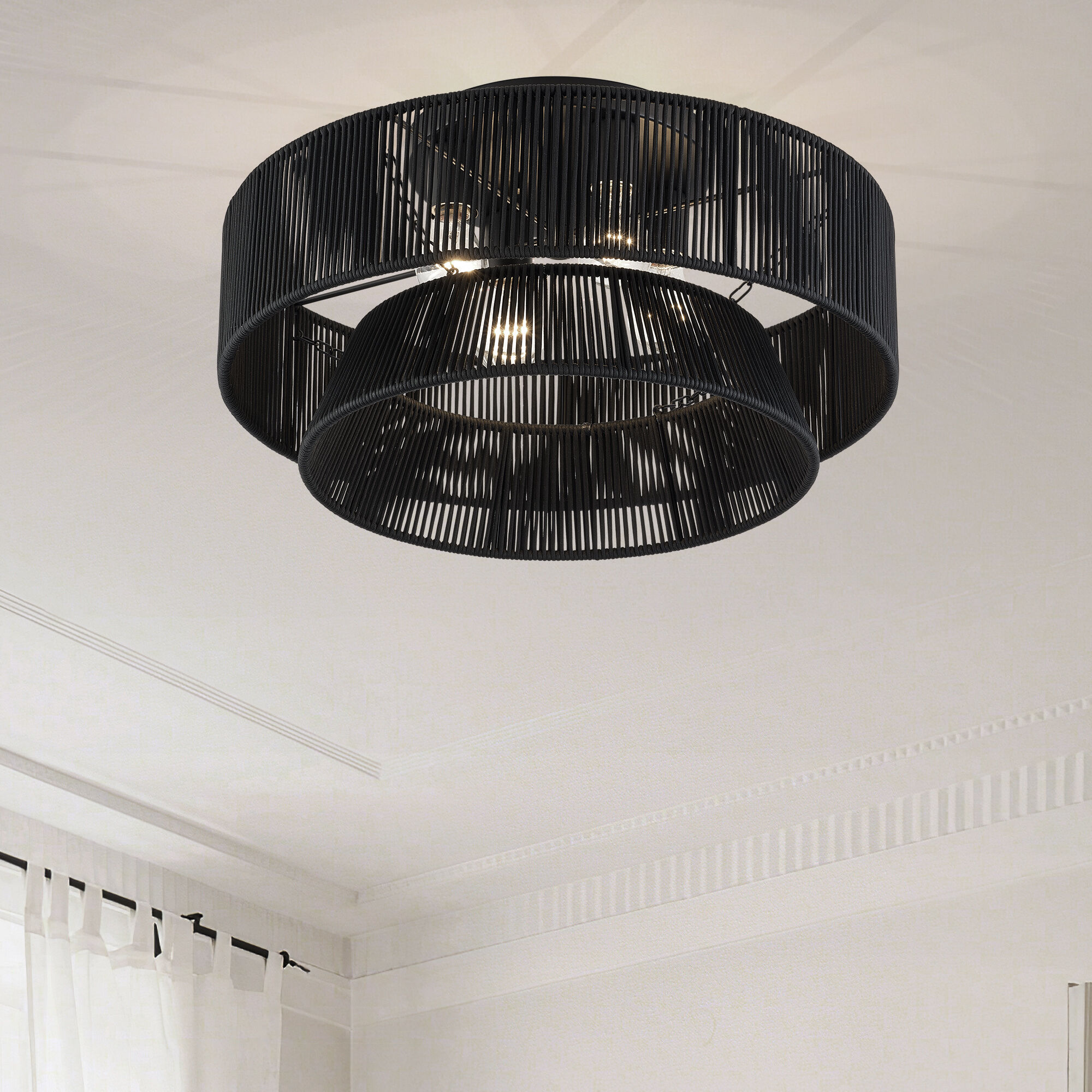 Florell 4 Light 21 inch Black Semi Flush Mount Ceiling Light, Extra Large