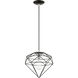 Knox 1 Light 11 inch Shiny Black with Polished Chrome Accents Pendant Ceiling Light