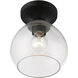 Catania 1 Light 7 inch Black Semi-Flush Ceiling Light