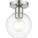 Downtown 1 Light 7 inch Brushed Nickel Semi-Flush Ceiling Light, Sphere