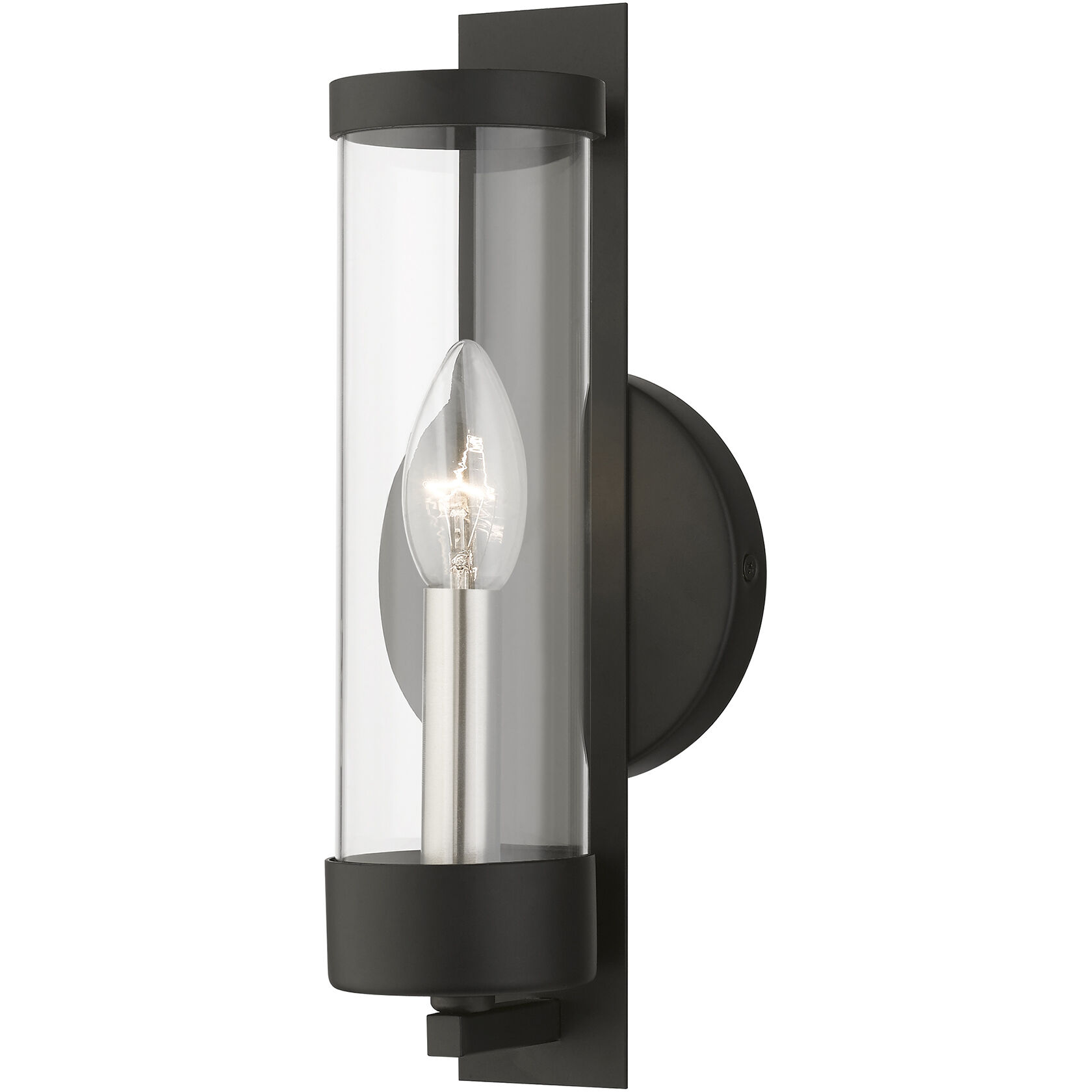 Castleton 1 Light 5 inch Black with Brushed Nickel Candle Single Sconce Wall Light, Single