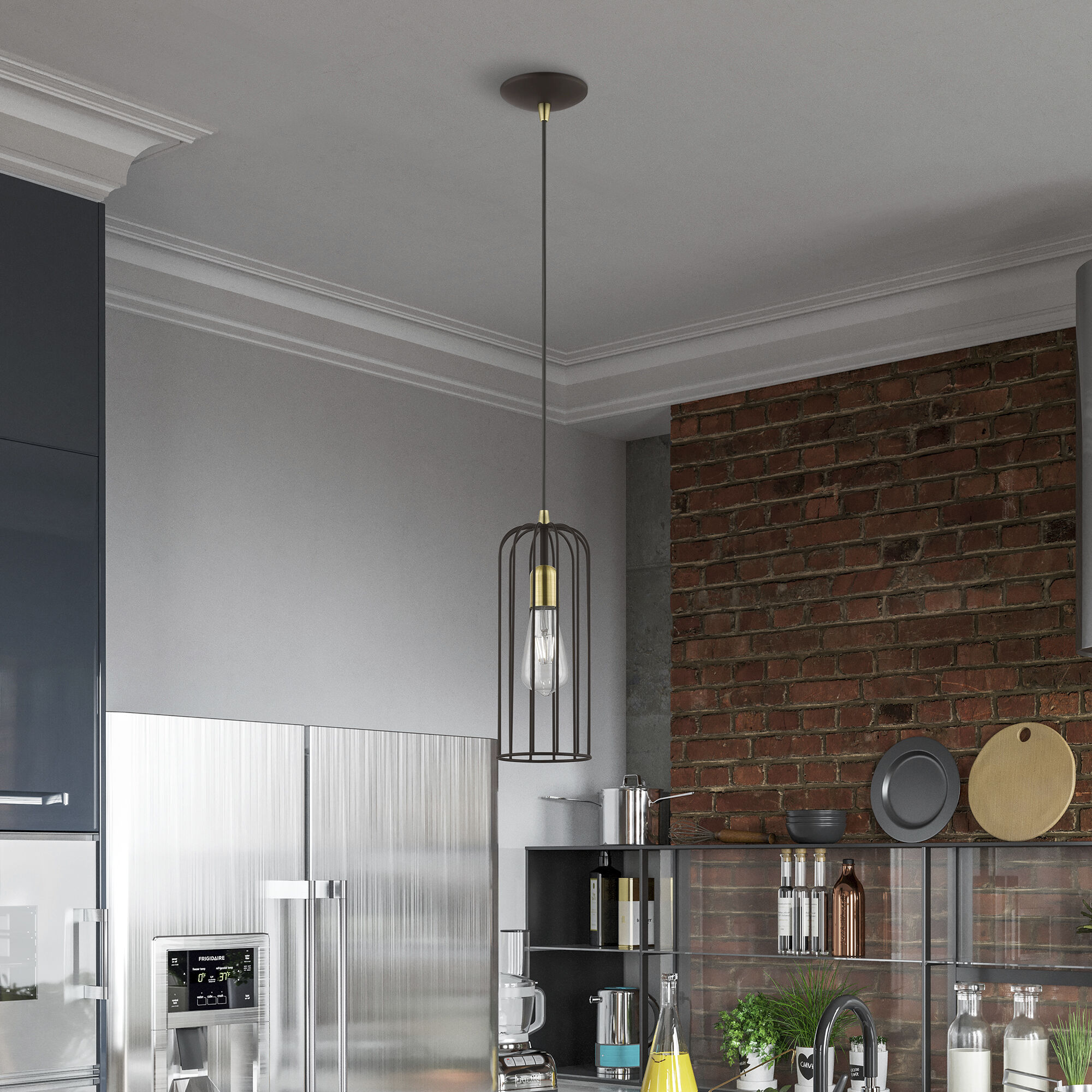 Glenbrook 1 Light 5 inch Bronze with Antique Brass Accents Pendant Ceiling Light