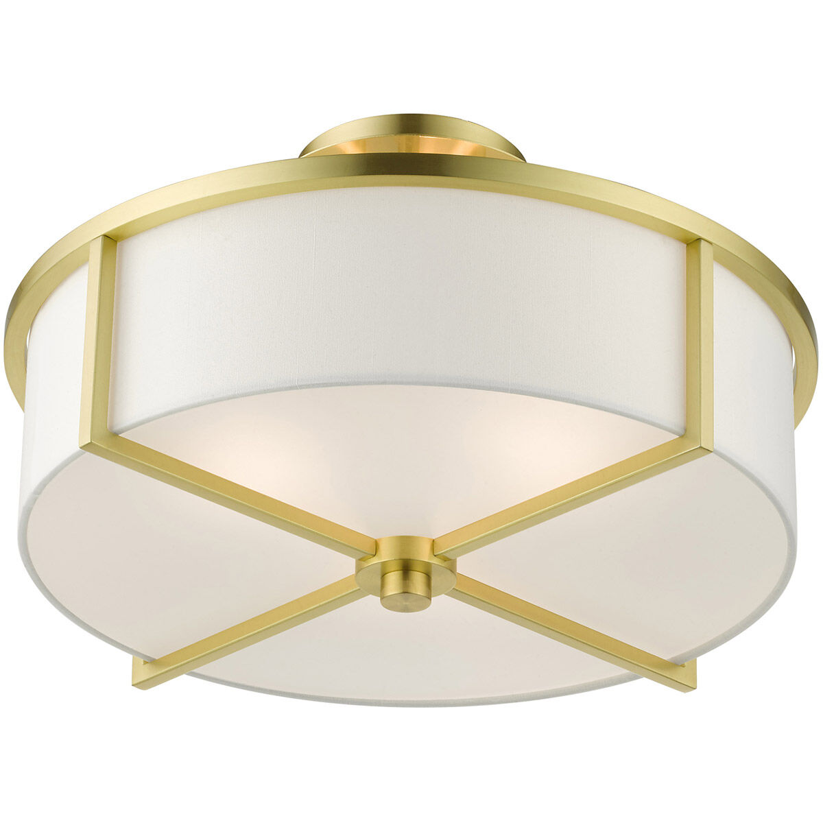 Wesley 3 Light 16 inch Satin Brass Semi Flush Ceiling Light