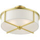 Wesley 3 Light 16 inch Satin Brass Semi Flush Ceiling Light