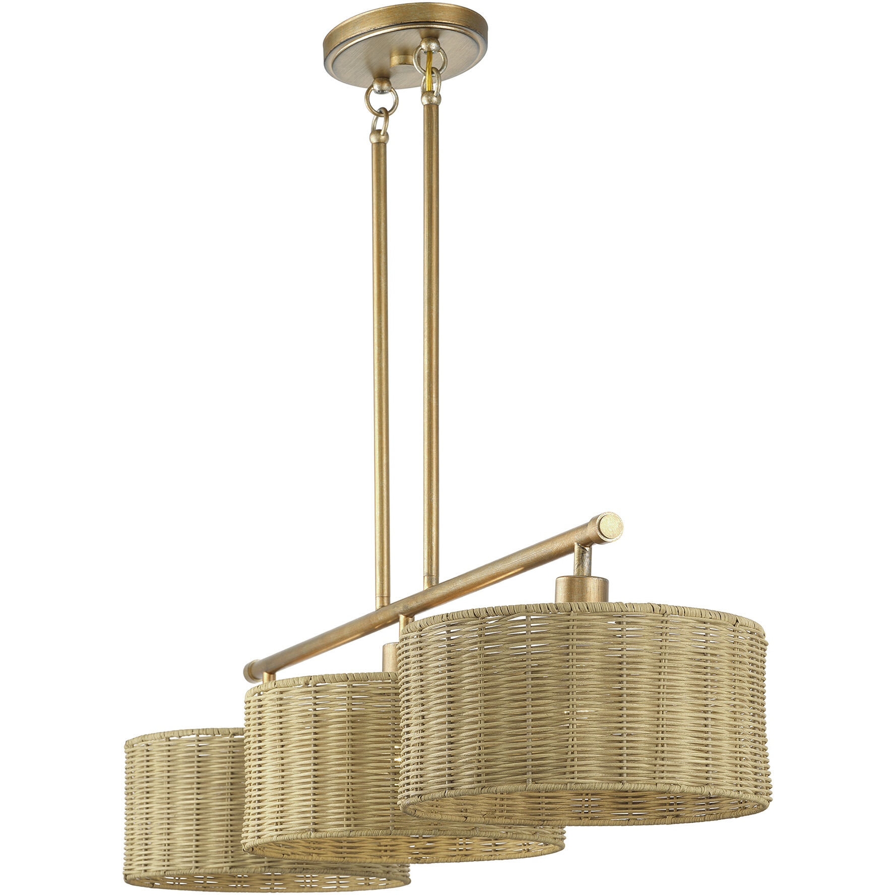 Weavington 3 Light 46 inch Antique Gold Leaf Linear Chandelier Ceiling Light, Extra Large