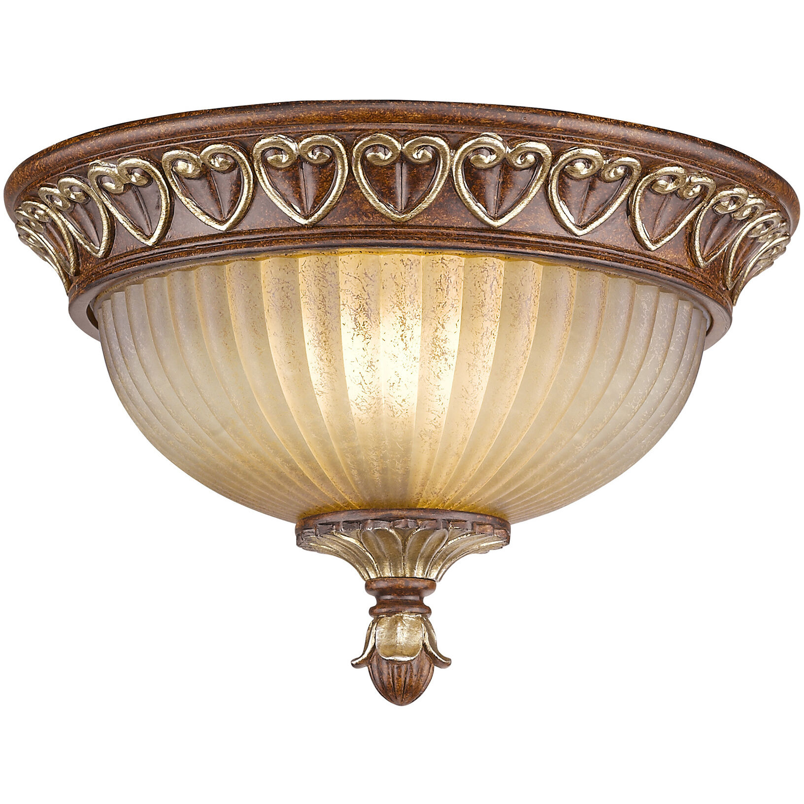 Villa Verona 2 Light 11 inch Verona Bronze with Aged Gold Leaf Accents Flush Mount Ceiling Light