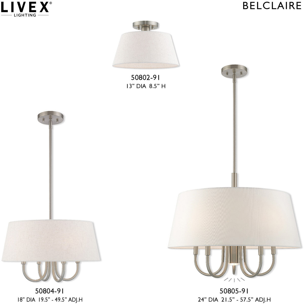 Belclaire 6 Light 24 inch Brushed Nickel Pendant Chandelier Ceiling Light
