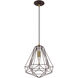 Geometric 1 Light 12 inch Bronze Mini Pendant Ceiling Light