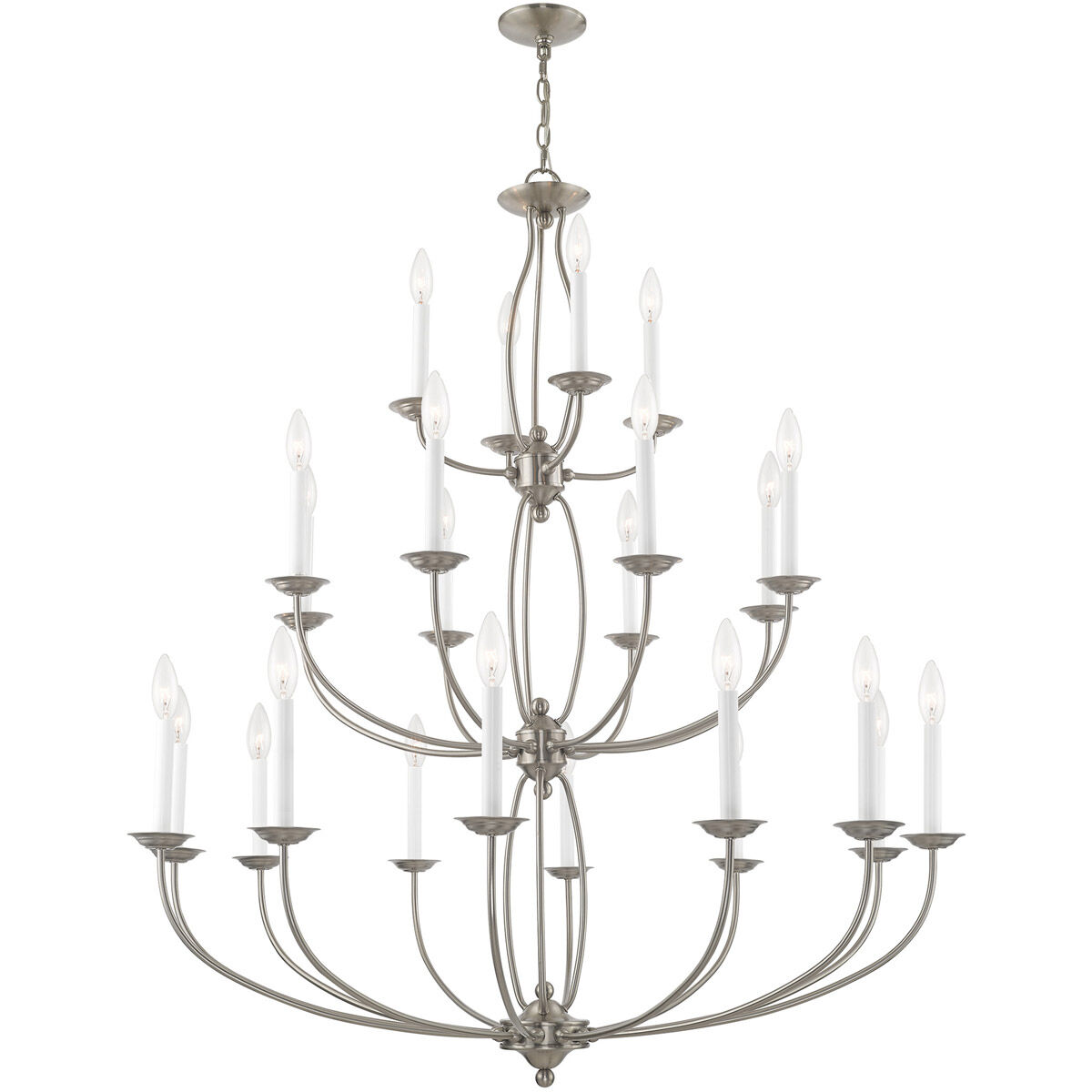 Home Basics 24 Light 42 inch Brushed Nickel Chandelier Ceiling Light