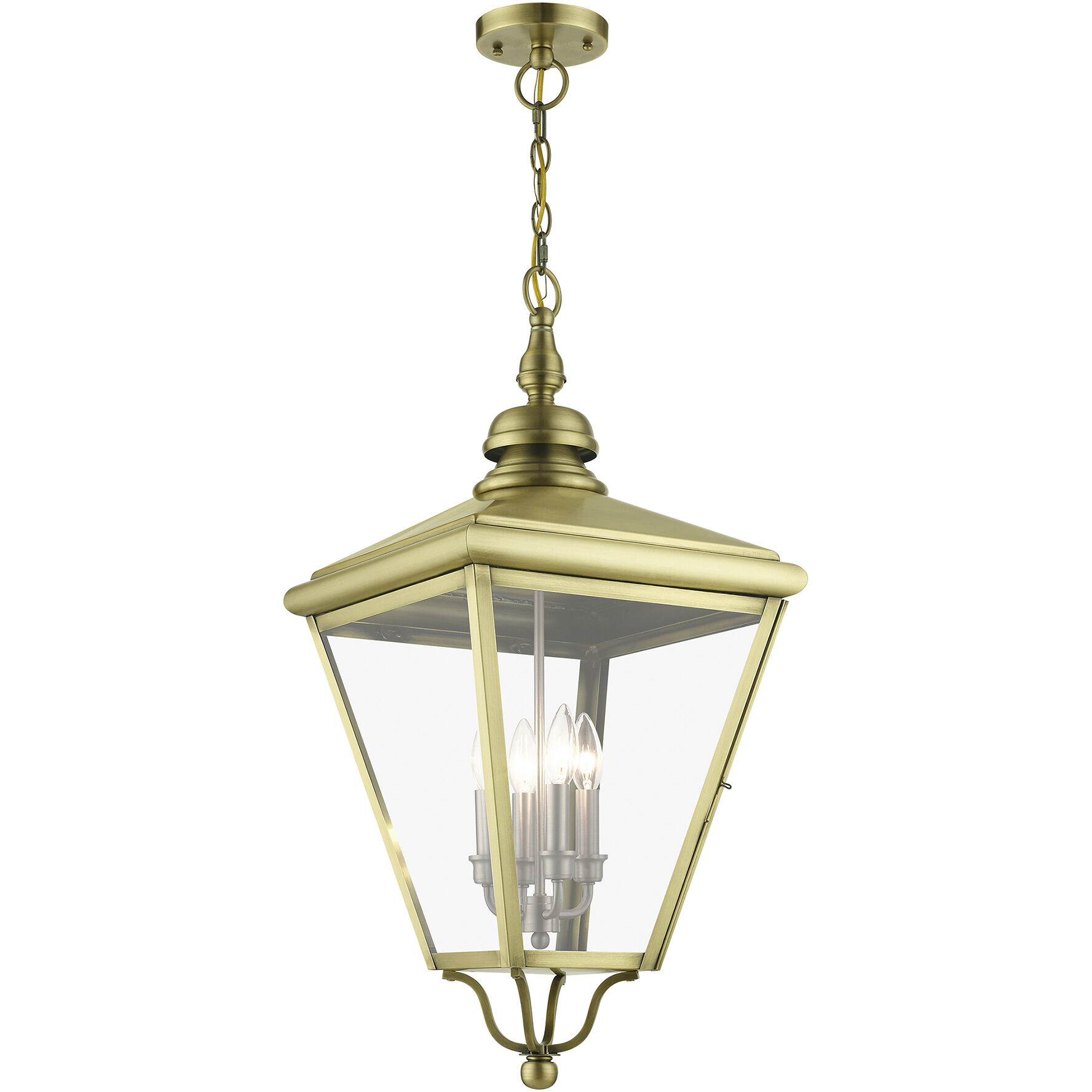 Adams 4 Light 14.25 inch Antique Brass with Brushed Nickel Finish Cluster Outdoor Extra Large Pendant Lantern Ceiling Light