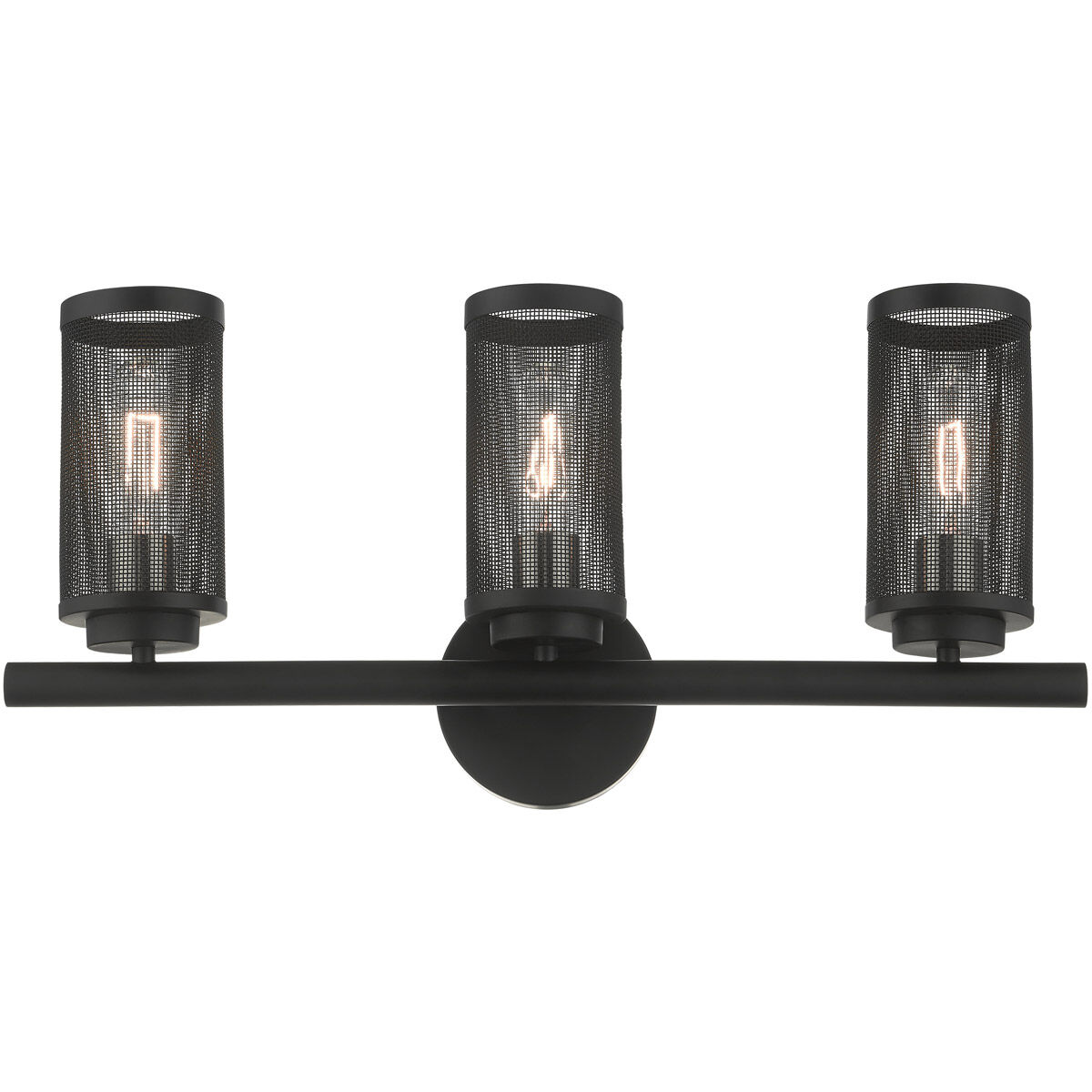 Industro 3 Light 24 inch Black with Brushed Nickel Accents Vanity Sconce Wall Light
