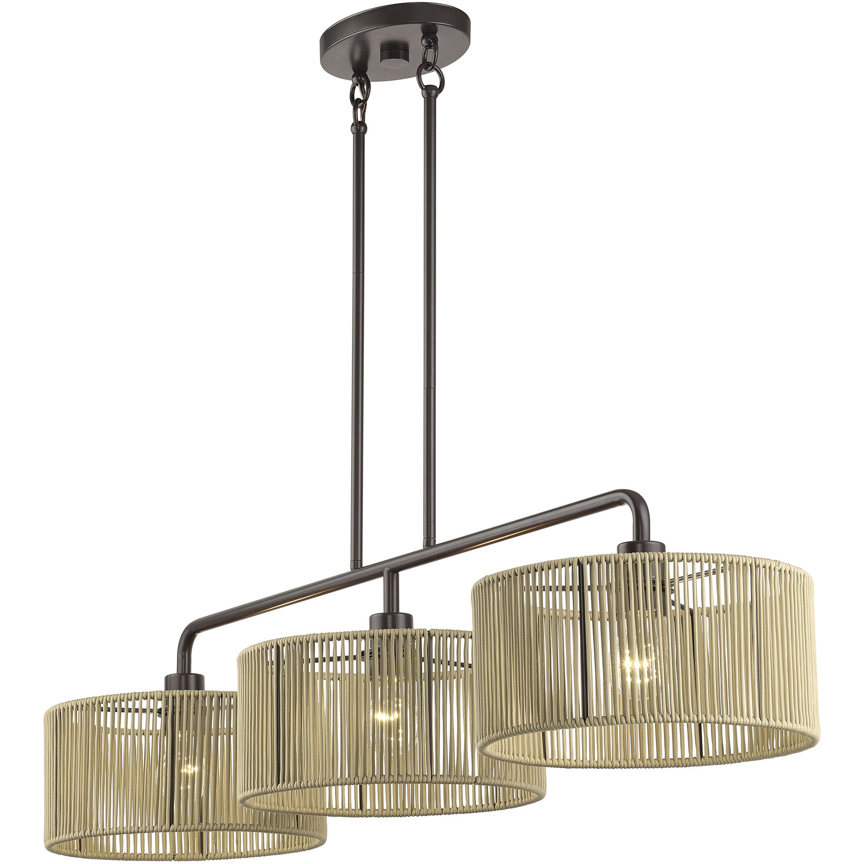 Goldiemesh 3 Light 46 inch English Bronze Linear Chandelier Ceiling Light, Extra Large