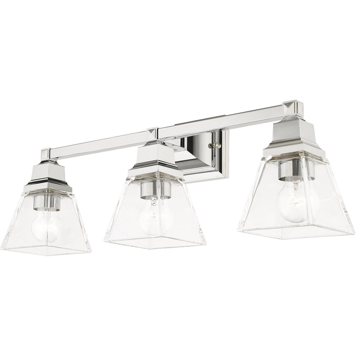 Mission 3 Light 25 inch Polished Chrome Vanity Sconce Wall Light
