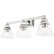 Mission 3 Light 25 inch Polished Chrome Vanity Sconce Wall Light