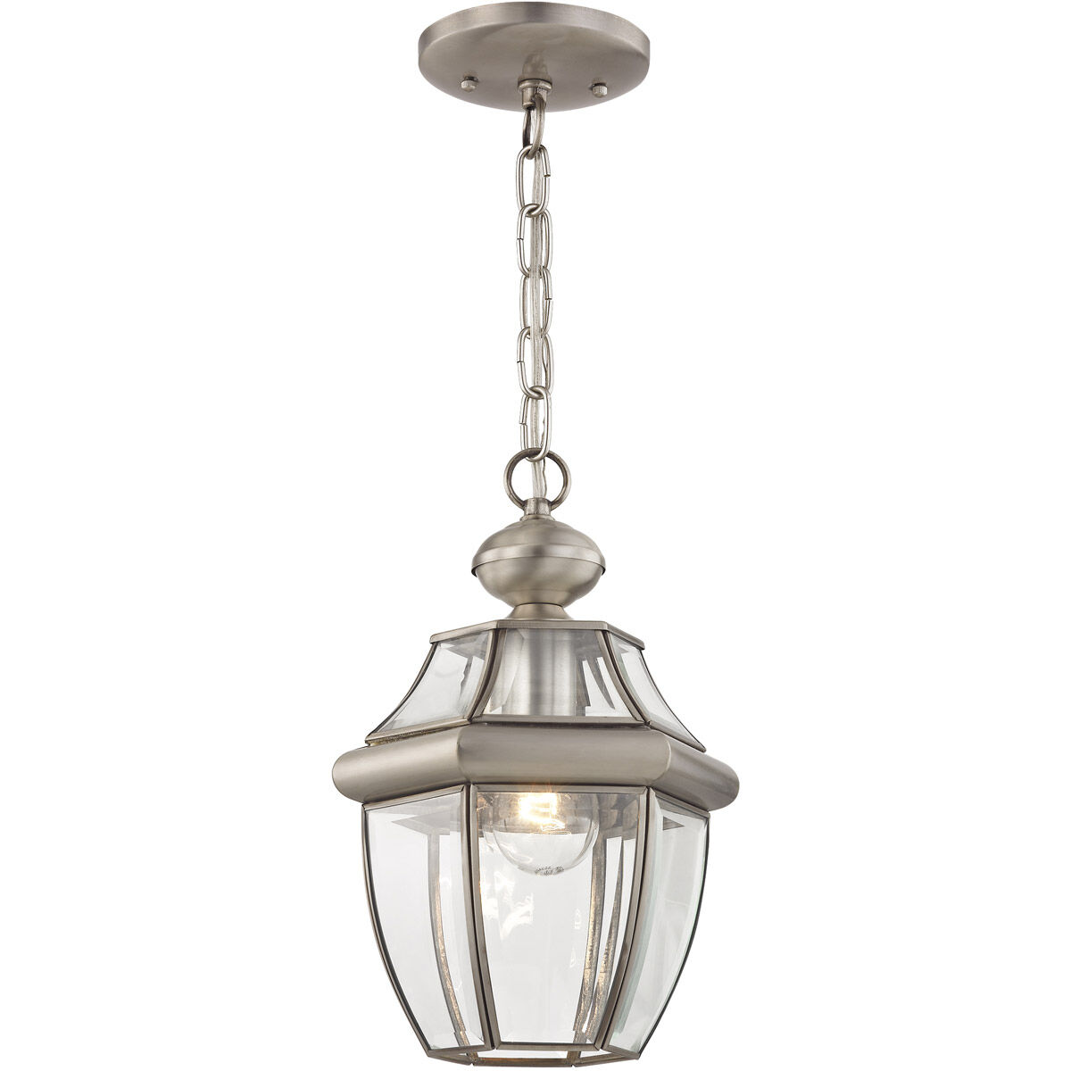 Monterey 1 Light 9 inch Brushed Nickel Outdoor Pendant Lantern