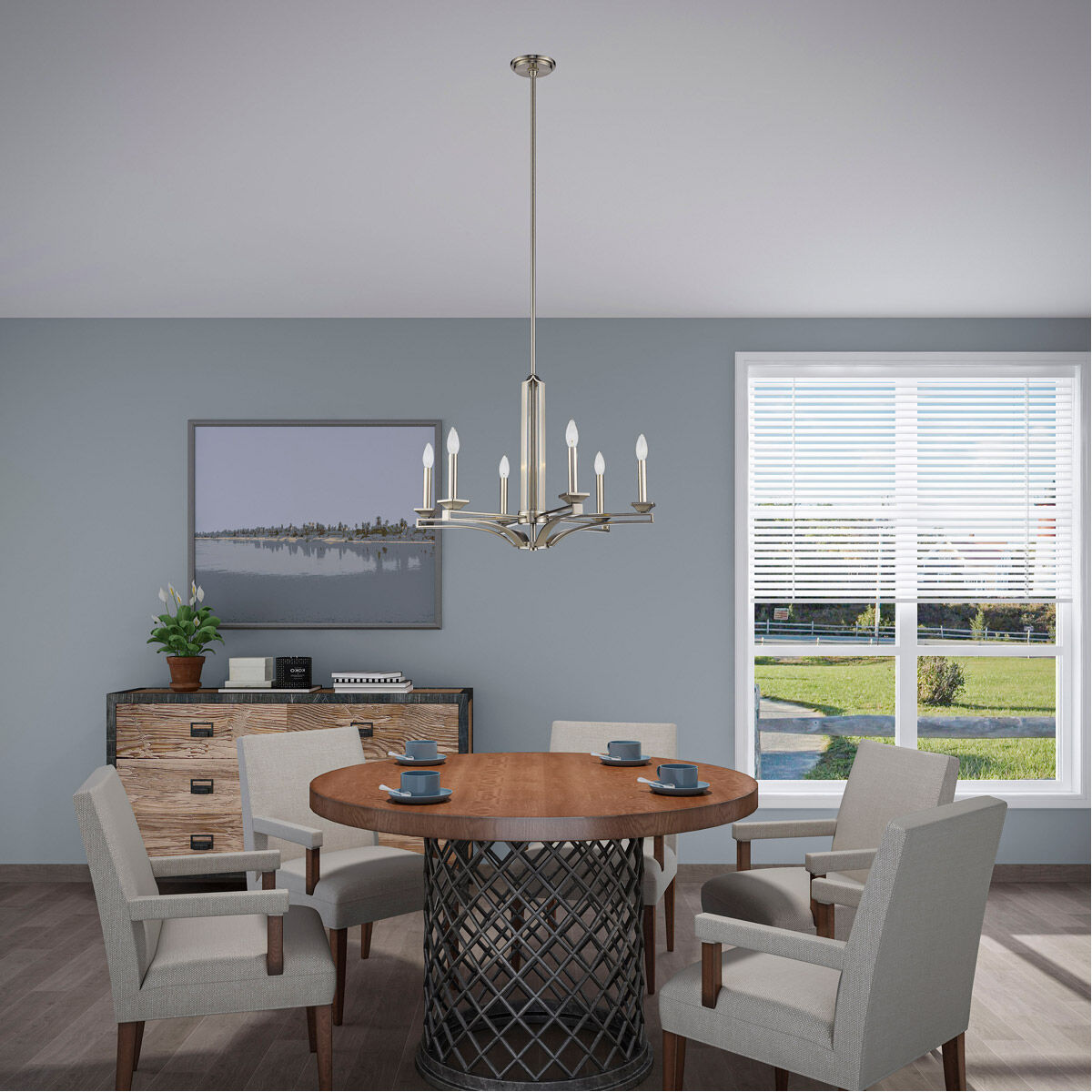 Trumbull 6 Light 26 inch Brushed Nickel Chandelier Ceiling Light