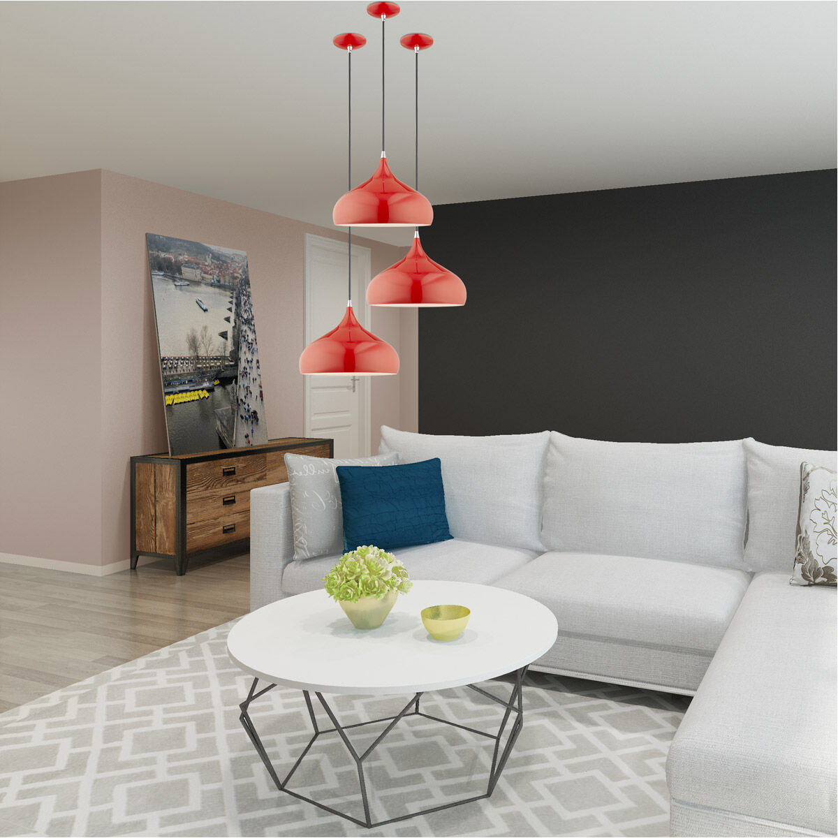 Allison 1 Light 13.75 inch Shiny Red Mini Pendant Ceiling Light