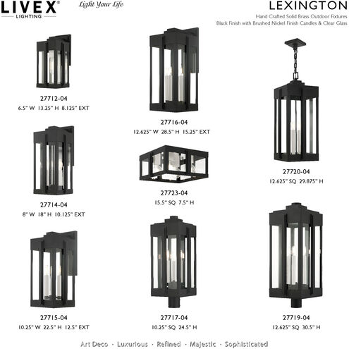 Lexington 4 Light 13 inch Black Outdoor Pendant Lantern