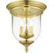 Legacy 3 Light 11.5 inch Polished Brass Flush Mount Ceiling Light