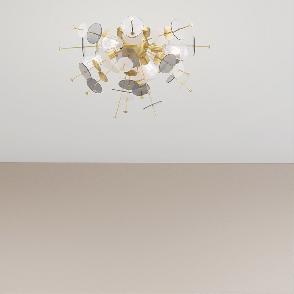 Circulo 4 Light 24 inch Satin Brass Flush Mount Ceiling Light