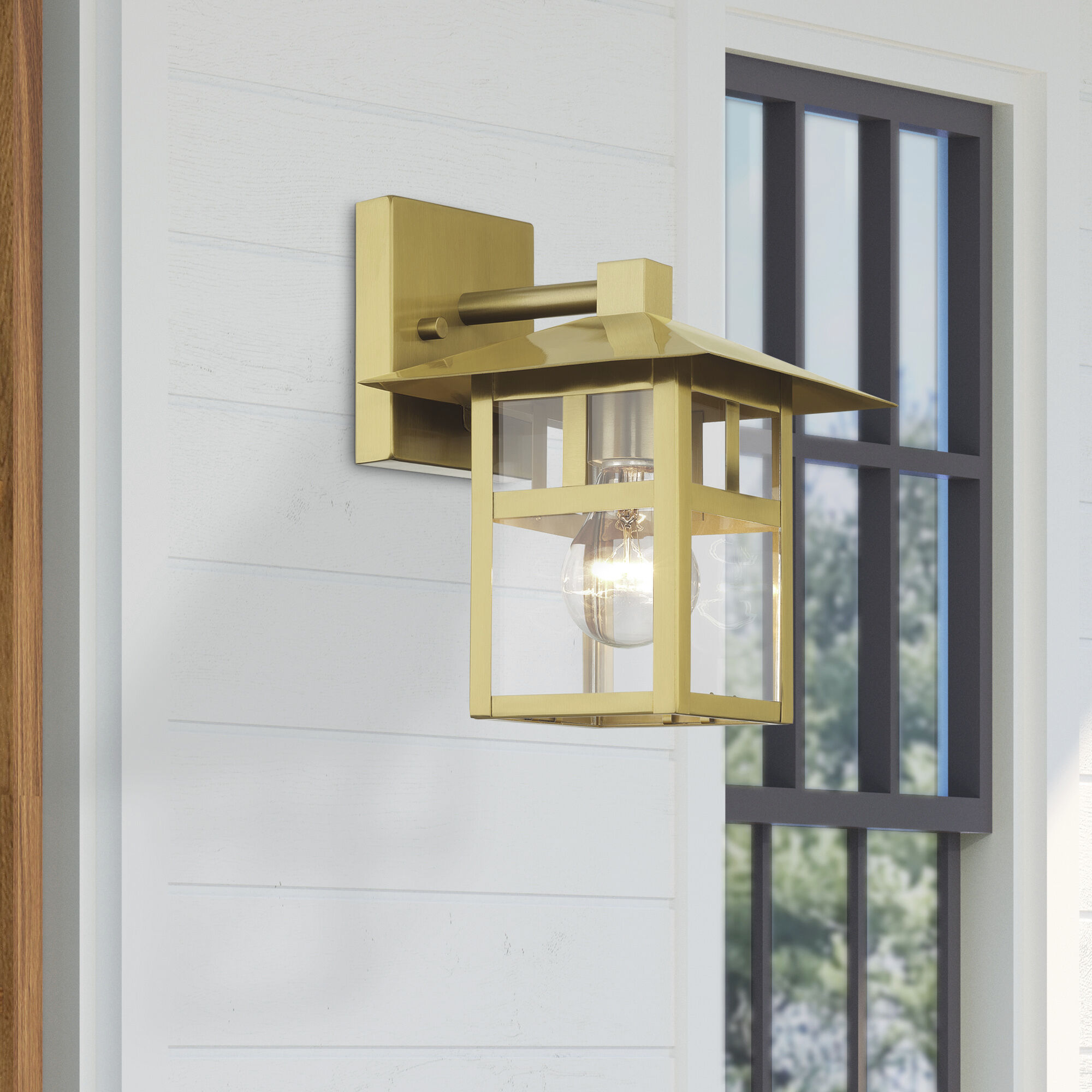 Crestlake 1 Light 9.5 inch Satin Gold Outdoor Wall Lantern