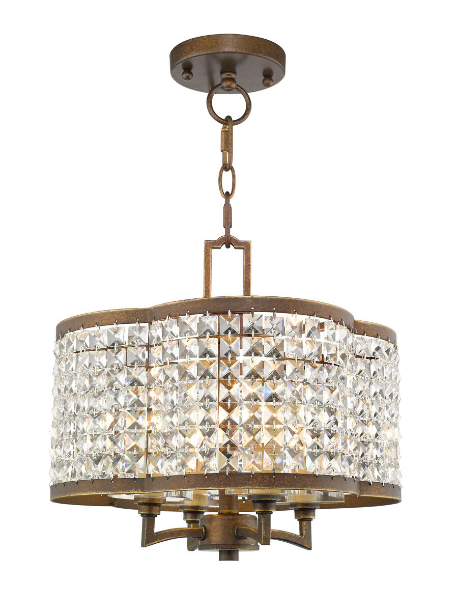 Grammercy 4 Light 14 inch Hand Painted Palacial Bronze Convertible Mini Chandelier/Ceiling Mount Ceiling Light