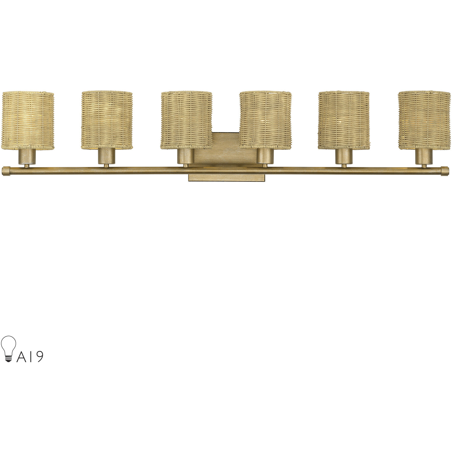 Weavington 6 Light 46 inch Antique Gold Leaf Vanity Wall Sconce Wall Light